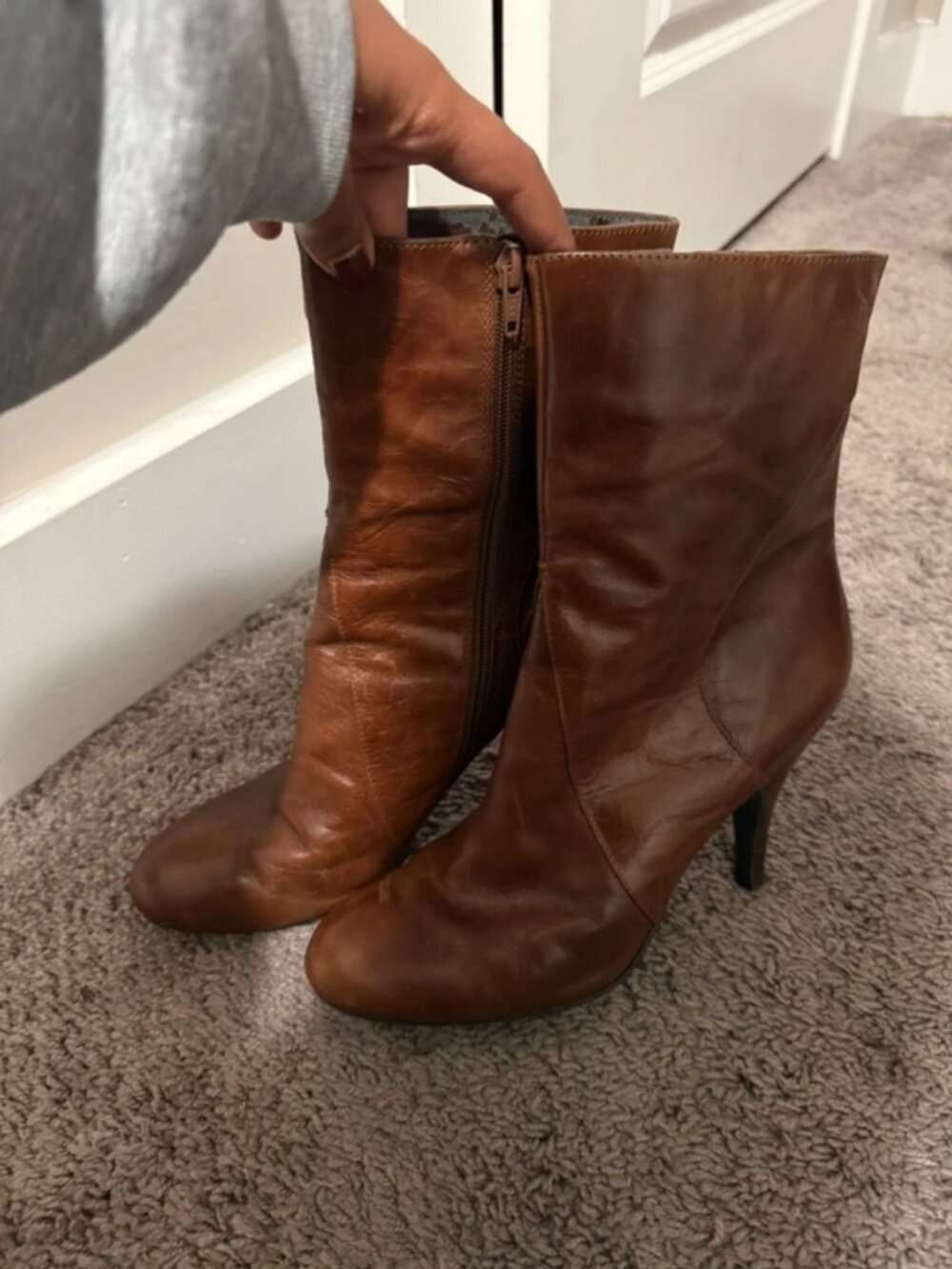 Brown boots with heels